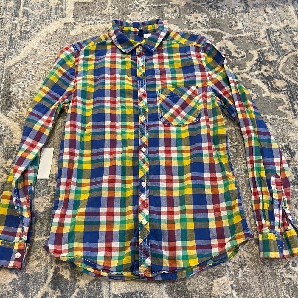 H&M Divided Red and Blue Casual Button Down Shirt